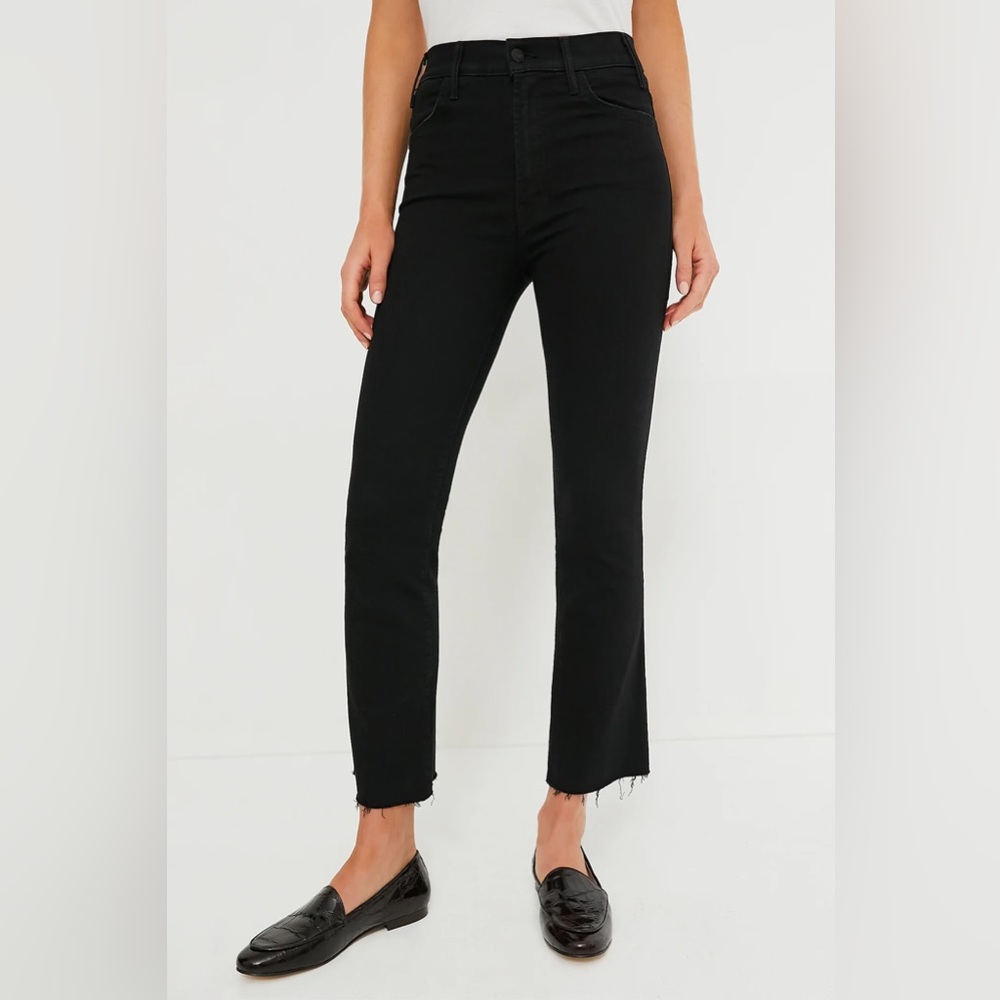 MOTHER The Hustler High Waist Ankle Fray Jeans in Black (Not Guilty) Size 29